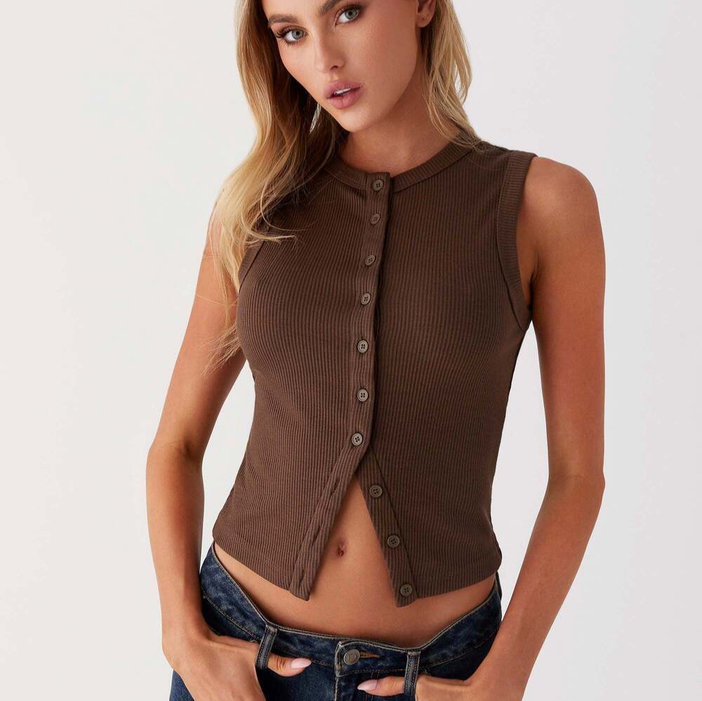 Ribbed Tank Button Crop Top Y2 - Tank Top Ribbed recensie en prijs