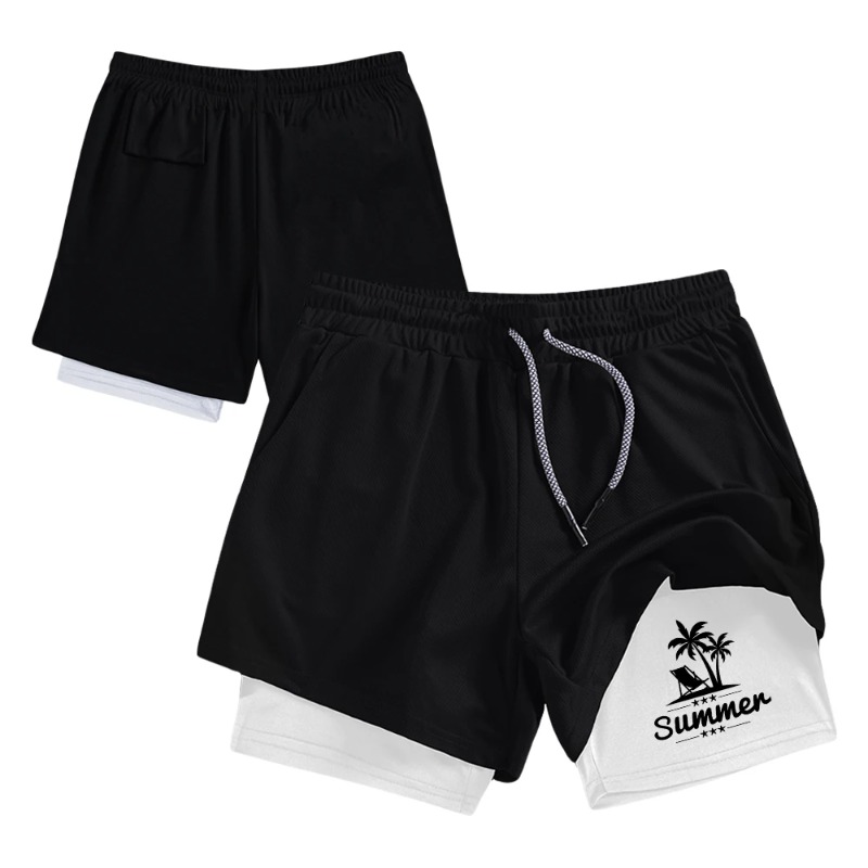 Summer Men's Double Layer Runn - Compression Shorts Athletes recensie en prijs