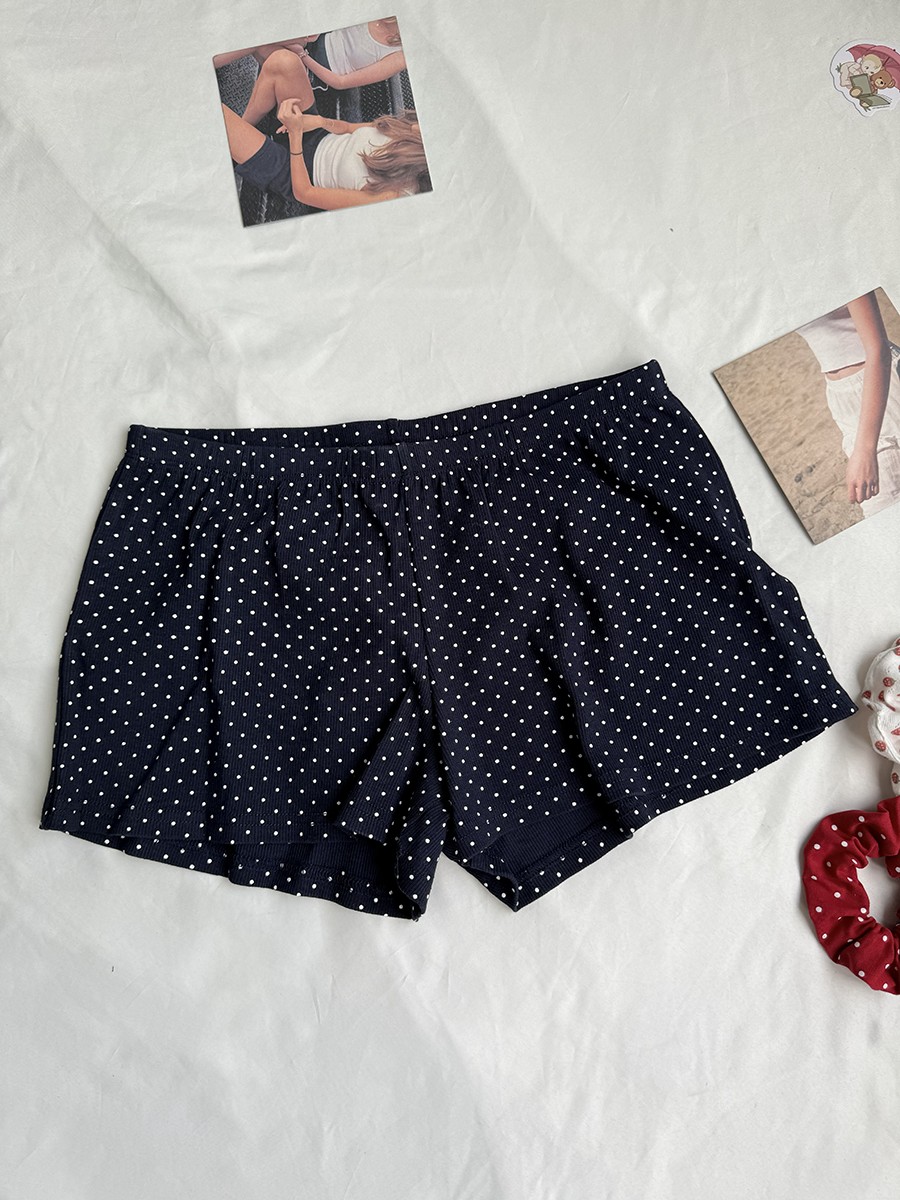 Navy Dot Ribbed Shorts Sets Wo - Tank Top Ribbed recensie en prijs